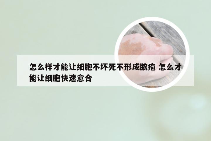 怎么样才能让细胞不坏死不形成脓疱 怎么才能让细胞快速愈合
